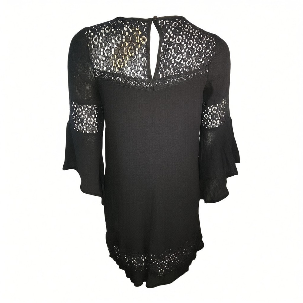 American Rag Tunic NWT Womens XS Black Lace Boho Festival Minimalist Bell Sleeve - Picture 3 of 9